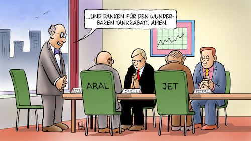 Cartoon: Tankrabatt (medium) by Harm Bengen tagged gebet,mineralölkonzerne,tankrabatt,profit,gewinn,spritpreis,ukraine,krieg,harm,bengen,cartoon,karikatur,gebet,mineralölkonzerne,tankrabatt,profit,gewinn,spritpreis,ukraine,krieg,harm,bengen,cartoon,karikatur