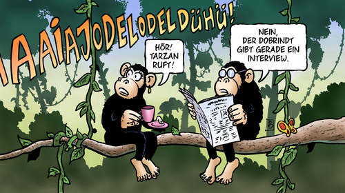 Cartoon: Tarzan und Dobrindt (medium) by Harm Bengen tagged tarzan,dobrindt,csu,interview,kritik,streit,griechenland,euro,draghi,dschungel,affen,primaten,schimpansen,harm,bengen,cartoon,karikatur,tarzan,dobrindt,csu,interview,kritik,streit,griechenland,euro,draghi,dschungel,affen,primaten,schimpansen,harm,bengen,cartoon,karikatur