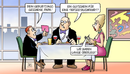 Cartoon: Tauchboot-Gutschein (medium) by Harm Bengen tagged geburtstagsgeschenk,papa,gutschein,tiefseetauchfahrt,titanic,titan,kapitalist,familie,erben,harm,bengen,cartoon,karikatur,geburtstagsgeschenk,papa,gutschein,tiefseetauchfahrt,titanic,titan,kapitalist,familie,erben,harm,bengen,cartoon,karikatur