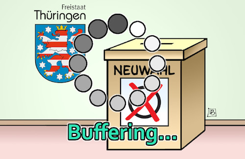 Cartoon: Thüringen-Neuwahl (medium) by Harm Bengen tagged thüringen,neuwahl,wahlurne,buffering,verzögerung,unterbrechung,loading,harm,bengen,cartoon,karikatur,thüringen,neuwahl,wahlurne,buffering,verzögerung,unterbrechung,loading,harm,bengen,cartoon,karikatur