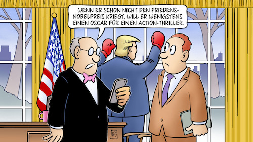 Cartoon: Trump-Oscar (medium) by Harm Bengen tagged friedensnobelpreis,oscar,action,thriller,selenskyj,rohstoffabkommen,unterzeichnen,trump,usa,ukraine,krieg,boxen,boxhandschuhe,eklat,oval,office,harm,bengen,cartoon,karikatur,friedensnobelpreis,oscar,action,thriller,selenskyj,rohstoffabkommen,unterzeichnen,trump,usa,ukraine,krieg,boxen,boxhandschuhe,eklat,oval,office,harm,bengen,cartoon,karikatur