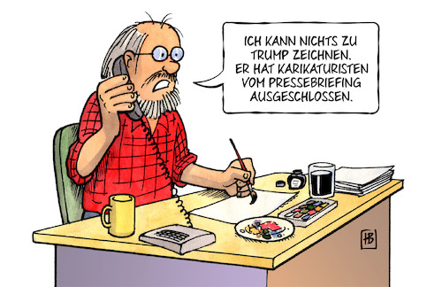 Cartoon: Trump-Pressebriefing (medium) by Harm Bengen tagged trump,pressebriefing,zeichnen,karikaturisten,usa,medien,selbstportrait,harm,bengen,cartoon,karikatur,trump,pressebriefing,zeichnen,karikaturisten,usa,medien,selbstportrait,harm,bengen,cartoon,karikatur