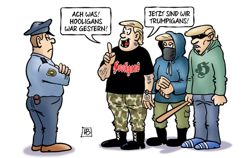 Cartoon: Trumpigans (medium) by Harm Bengen tagged hooligans,nazis,rechts,polizei,trumpigans,em,europameisterschaft,fussball,patriotismus,nationalismus,harm,bengen,cartoon,karikatur,hooligans,nazis,rechts,polizei,trumpigans,em,europameisterschaft,fussball,patriotismus,nationalismus,harm,bengen,cartoon,karikatur