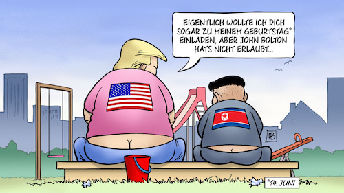 Cartoon: Trumps Absage (medium) by Harm Bengen tagged geburtstag,sandkasten,kinder,einladen,bolton,sicherheitsberater,erlaubnis,trump,usa,kim,nordkorea,treffen,frieden,absage,krieg,harm,bengen,cartoon,karikatur,geburtstag,sandkasten,kinder,einladen,bolton,sicherheitsberater,erlaubnis,trump,usa,kim,nordkorea,treffen,frieden,absage,krieg,harm,bengen,cartoon,karikatur