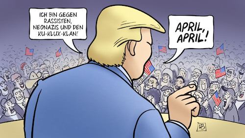 Cartoon: Trumps Rolle rückwärts (medium) by Harm Bengen tagged trump,rolle,rückwärts,rechtsextreme,rassisten,neonazis,ku,klux,klan,april,usa,harm,bengen,cartoon,karikatur,trump,rolle,rückwärts,rechtsextreme,rassisten,neonazis,ku,klux,klan,april,usa,harm,bengen,cartoon,karikatur