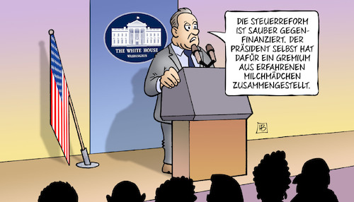 Cartoon: Trumps Steuerreform (medium) by Harm Bengen tagged trump,steuerreform,gegenfinanziert,usa,präsident,spicer,regierungssprecher,gremium,milchmädchen,rechnung,harm,bengen,cartoon,karikatur,trump,steuerreform,gegenfinanziert,usa,präsident,spicer,regierungssprecher,gremium,milchmädchen,rechnung,harm,bengen,cartoon,karikatur