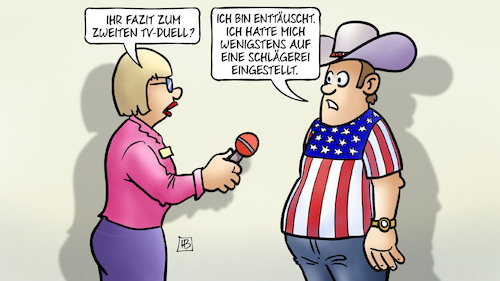 Cartoon: TV-Duell-Fazit (medium) by Harm Bengen tagged fazit,tv,duell,usa,interview,trump,biden,wahlkampf,enttäuschung,schlägerei,harm,bengen,cartoon,karikatur,fazit,tv,duell,usa,interview,trump,biden,wahlkampf,enttäuschung,schlägerei,harm,bengen,cartoon,karikatur