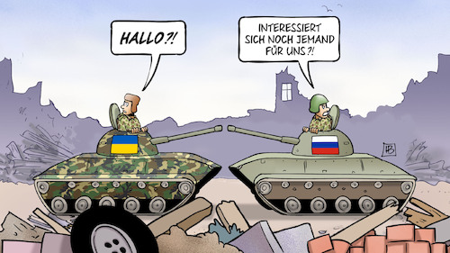 Cartoon: Ukraine-Aufmerksamkeit (medium) by Harm Bengen tagged aufmerksamkeit,panzer,medien,israel,hamas,palästina,terror,russland,ukraine,krieg,harm,bengen,cartoon,karikatur,aufmerksamkeit,panzer,medien,israel,hamas,palästina,terror,russland,ukraine,krieg,harm,bengen,cartoon,karikatur