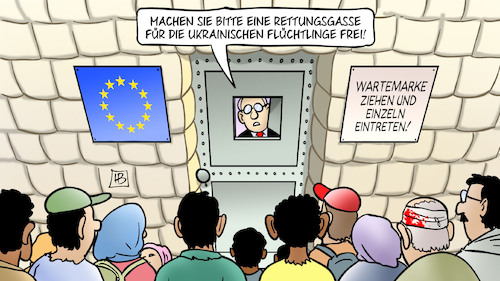 Cartoon: Ukraine-Flüchtlinge (medium) by Harm Bengen tagged rettungsgasse,ukrainische,flüchtlinge,eu,europa,abschottung,tür,asyl,russland,ukraine,krieg,einmarsch,angriff,harm,bengen,cartoon,karikatur,rettungsgasse,ukrainische,flüchtlinge,eu,europa,abschottung,tür,asyl,russland,ukraine,krieg,einmarsch,angriff,harm,bengen,cartoon,karikatur