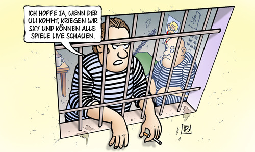 Cartoon: Uli kommt (medium) by Harm Bengen tagged uli,hoeness,hoeneß,knast,gefängnis,sky,paytv,landgericht,münchen,anwalt,verteidiger,richter,prozess,fussball,fc,bayern,steuern,steuerhinterziehung,schweiz,betrug,gericht,harm,bengen,cartoon,karikatur,uli,hoeness,hoeneß,knast,gefängnis,sky,paytv,landgericht,münchen,anwalt,verteidiger,richter,prozess,fussball,fc,bayern,steuern,steuerhinterziehung,schweiz,betrug,gericht,harm,bengen,cartoon,karikatur