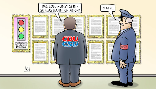 Cartoon: Union kann Kunst (medium) by Harm Bengen tagged kunst,rahmen,ausstellung,ampel,sondierungsergebnisse,laschet,cdu,csu,wahlergebnis,harm,bengen,cartoonist,karikaturist,kunst,rahmen,ausstellung,ampel,sondierungsergebnisse,laschet,cdu,csu,wahlergebnis,harm,bengen,cartoonist,karikaturist