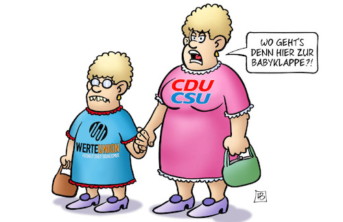 Cartoon: Unions-Baby (medium) by Harm Bengen tagged cdu,csu,werteunion,babyklappe,partei,neugründung,maassen,rechtsextrem,mutter,kind,harm,bengen,cartoon,karikatur,cdu,csu,werteunion,babyklappe,partei,neugründung,maassen,rechtsextrem,mutter,kind,harm,bengen,cartoon,karikatur