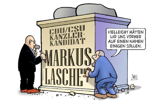 Cartoon: Unions-Kandidat (medium) by Harm Bengen tagged namen,denkmal,union,cdu,csu,kanzlerkandidat,söder,laschet,harm,bengen,cartoon,karikatur,namen,denkmal,union,cdu,csu,kanzlerkandidat,söder,laschet,harm,bengen,cartoon,karikatur