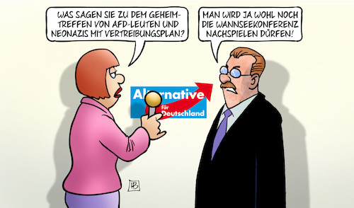 Cartoon: Vertreibungsplan (medium) by Harm Bengen tagged geheimtreffen,afd,neonazis,vertreibungsplan,interview,rechtsradikal,nazis,wannseekonferenz,harm,bengen,cartoon,karikatur,geheimtreffen,afd,neonazis,vertreibungsplan,interview,rechtsradikal,nazis,wannseekonferenz,harm,bengen,cartoon,karikatur