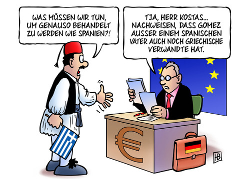 Cartoon: Verwandtschaft (medium) by Harm Bengen tagged verwandtschaft,verwandte,vater,griechenland,griechisch,spanien,spanisch,rettung,rettungsschirme,krise,eu,euro,staatsschulden,staatsanleihen,geld,kredit,untergang,spekulation,zocken,maerkte,finanzmarkt,fussball,em,europameisterschaft,deutschland,tor,gomez,verwandtschaft,verwandte,vater,griechenland,griechisch,spanien,spanisch,rettung,rettungsschirme,krise,euro