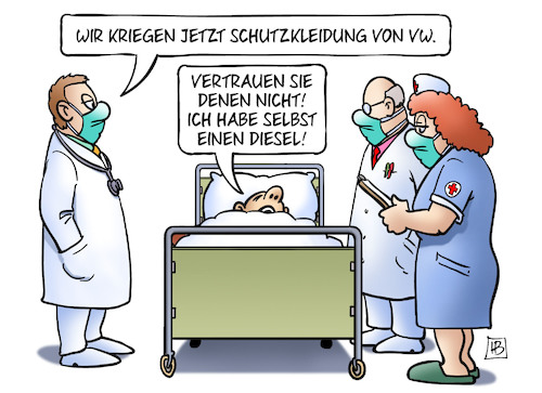 Cartoon: VW-Schutzkleidung (medium) by Harm Bengen tagged schutzkleidung,vw,vertrauen,diesel,abgassskandal,krankenhaus,arzt,ärzte,krankenschwester,mundschutz,corona,coronavirus,ansteckung,pandemie,epidemie,krankheit,schaden,harm,bengen,cartoon,karikatur,schutzkleidung,vw,vertrauen,diesel,abgassskandal,krankenhaus,arzt,ärzte,krankenschwester,mundschutz,corona,coronavirus,ansteckung,pandemie,epidemie,krankheit,schaden,harm,bengen,cartoon,karikatur