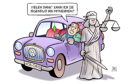 Cartoon: VW und BGH (medium) by Harm Bengen tagged vw,abgasskandal,kfz,auto,justitia,mitnehmen,schadensersatz,harm,bengen,cartoon,karikatur,vw,abgasskandal,kfz,auto,justitia,mitnehmen,schadensersatz,harm,bengen,cartoon,karikatur