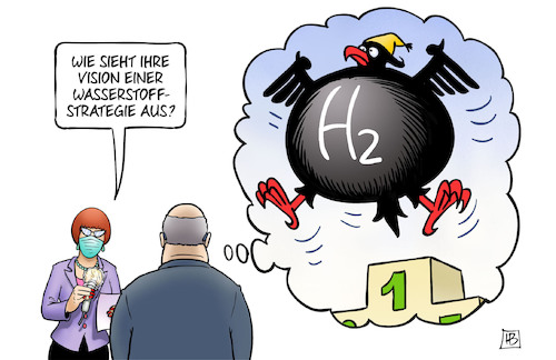 Cartoon: Wasserstoffstrategie (medium) by Harm Bengen tagged vision,wasserstoff,strategie,energie,altmaier,interview,bundesregierung,bundesadler,harm,bengen,cartoon,karikatur,vision,wasserstoff,strategie,energie,altmaier,interview,bundesregierung,bundesadler,harm,bengen,cartoon,karikatur