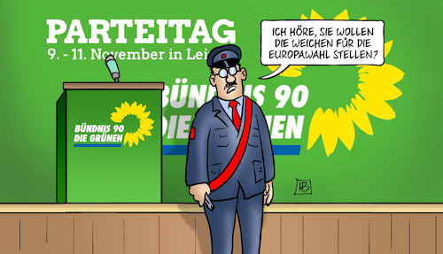 Cartoon: Weichen stellen (medium) by Harm Bengen tagged weichen,europawahl,stellen,grüne,parteitag,leipzig,schaffner,bahn,harm,bengen,cartoon,karikatur,weichen,europawahl,stellen,grüne,parteitag,leipzig,schaffner,bahn,harm,bengen,cartoon,karikatur