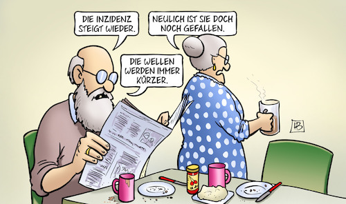 Cartoon: Wellenlänge (medium) by Harm Bengen tagged inzidenz,steigt,wellen,susemil,corona,harm,bengen,cartoon,karikatur,inzidenz,steigt,wellen,susemil,corona,harm,bengen,cartoon,karikatur