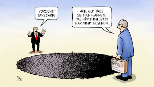 Cartoon: Wirecard-Loch (medium) by Harm Bengen tagged vorsicht,wirecard,loch,betrug,finanzdienstleiter,bafin,harm,bengen,cartoon,karikatur,vorsicht,wirecard,loch,betrug,finanzdienstleiter,bafin,harm,bengen,cartoon,karikatur