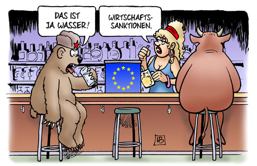 Cartoon: Wirtschaftssanktionen (medium) by Harm Bengen tagged wirtschaftssanktionen,wirtschaft,kneipe,baer,stier,russland,ukrainie,handel,sanktionen,eu,europa,harm,bengen,cartoon,karikatur,wirtschaftssanktionen,wirtschaft,kneipe,baer,stier,russland,ukrainie,handel,sanktionen,eu,europa,harm,bengen,cartoon,karikatur