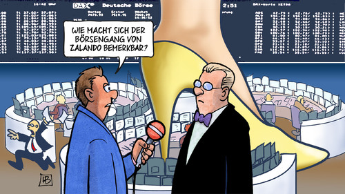 Cartoon: Zalando-Börsengang (medium) by Harm Bengen tagged rocket,internet,börsenstart,börse,milliarden,zalando,schuhe,schuhgeschäft,dax,aktien,harm,bengen,cartoon,karikatur,rocket,internet,börsenstart,börse,milliarden,zalando,schuhe,schuhgeschäft,dax,aktien,harm,bengen,cartoon,karikatur