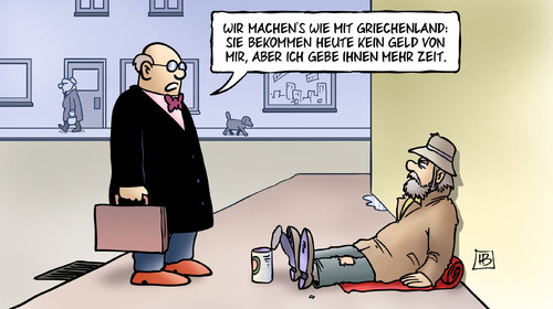 Cartoon: Zeit für Griechenland (medium) by Harm Bengen tagged zeit,griechenland,troika,eu,euro,iwf,ezb,finanzminister,juncker,lagarde,schäuble,aufschub,schuldenstand,glaeubiger,eurogruppe,auszahlung,harm,bengen,cartoon,karikatur,zeit,griechenland,troika,eu,euro,iwf,ezb,finanzminister,juncker,lagarde,schäuble,aufschub,schuldenstand,glaeubiger,eurogruppe,auszahlung,harm,bengen,cartoon,karikatur