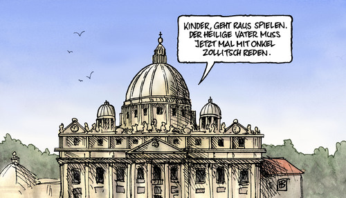 Cartoon: Zollitsch beim Papst (medium) by Harm Bengen tagged erzbischof,bischof,zollitsch,papst,ratzinger,rom,petersdom,heiliger,vater,kirche,religion,katholisch,kinder,spielen,missbrauch,skandal,paedophil,zoelibat,erzbischof,bischof,zollitsch,papst,ratzinger,rom,religion,katholisch,kinder,missbrauch,paedophil,skandal,zoelibat,sexueller mißbrauch,kirche,glaube,sexueller,mißbrauch