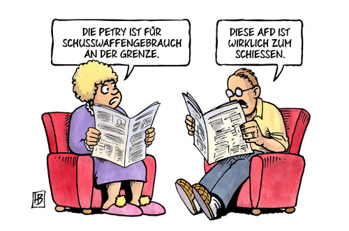 Cartoon: Zum Schiessen (medium) by Harm Bengen tagged schusswaffengebrauch,schüsse,grenze,schiessen,frauke,petry,afd,rechtsradikal,rechtsextremismus,tv,abschiebung,ausweisen,obergrenze,populismus,flüchtlinge,flucht,asyl,politiker,harm,bengen,cartoon,karikatur,schusswaffengebrauch,schüsse,grenze,schiessen,frauke,petry,afd,rechtsradikal,rechtsextremismus,tv,abschiebung,ausweisen,obergrenze,populismus,flüchtlinge,flucht,asyl,politiker,harm,bengen,cartoon,karikatur