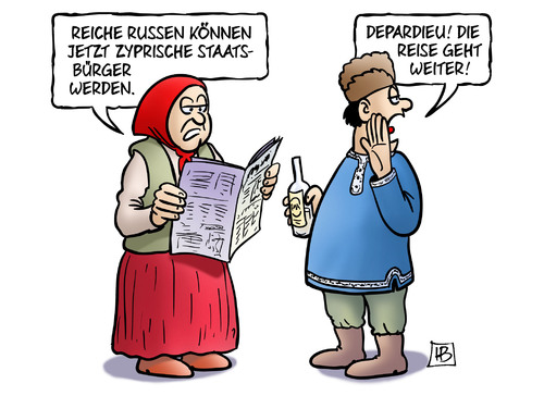 Cartoon: Zyprische Staatsbürgerschaft (medium) by Harm Bengen tagged zyprische,zypern,staatsbürgerschaft,depardieu,reise,russen,reich,geld,geldwäsche,eu,europa,visum,harm,bengen,cartoon,karikatur,zyprische,zypern,staatsbürgerschaft,depardieu,reise,russen,reich,geld,geldwäsche,eu,europa,visum,harm,bengen,cartoon,karikatur