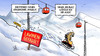 Cartoon: Talfahrt 2012 (small) by Harm Bengen tagged euro,eurokrise,euroschuldenkrise,krise,wirtschaft,rezession,abschwung,europa,deutschland,frankreich,merkel,sarkozy,treffen,gipfel,schlitten,schnee,berge,abfahrt,talfahrt,skilift,lift,kabine