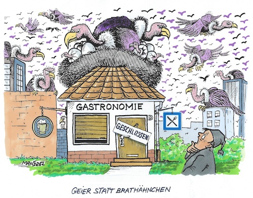 Cartoon: Bald überall Pleitegeier (medium) by mandzel tagged gastronomie,mehrwertsteuer,deutschland,ampel,wirtschaft,insolvenzen,gastronomie,mehrwertsteuer,deutschland,ampel,wirtschaft,insolvenzen