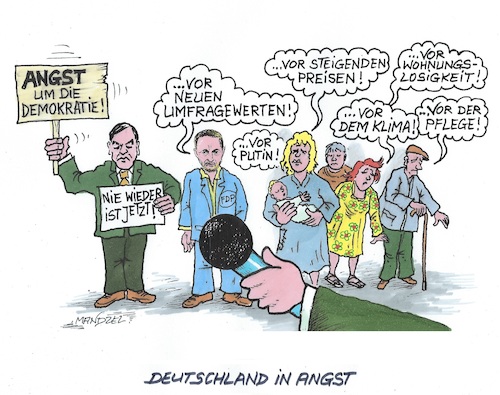 Cartoon: Die Angst geht um. (medium) by mandzel tagged ängste,wohnungen,preissteigerungen,umwelt,klima,politik,putin,krieg,pflege,demokratie,ängste,wohnungen,preissteigerungen,umwelt,klima,politik,putin,krieg,pflege,demokratie