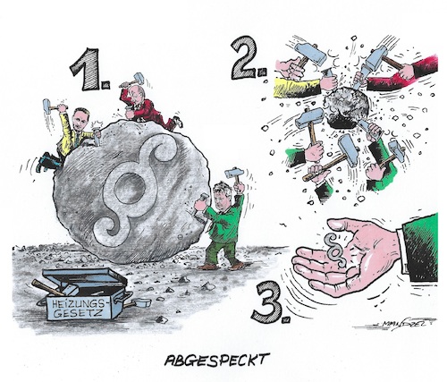 Cartoon: Heizhammer-Arbeit (medium) by mandzel tagged deutschland,ampel,streit,energiegesetze,habeck,lindner,scholz,korrekturen,deutschland,ampel,streit,energiegesetze,habeck,lindner,scholz,korrekturen