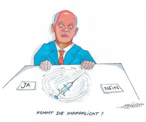 Cartoon: Impfpflicht oder nicht (medium) by mandzel tagged impfpflicht,kanzler,scholz,corona,gesundheit,mandzel,karikatur,deutschland,pandemie,ungeimpfte,impfpflicht,kanzler,scholz,corona,gesundheit,mandzel,karikatur,deutschland,pandemie,ungeimpfte