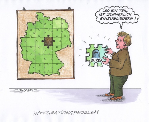 Cartoon: Integrationsproblem (medium) by mandzel tagged burka,integration,merkel,karikatur,mandzel,puzzle,burka,integration,merkel,karikatur,mandzel,puzzle