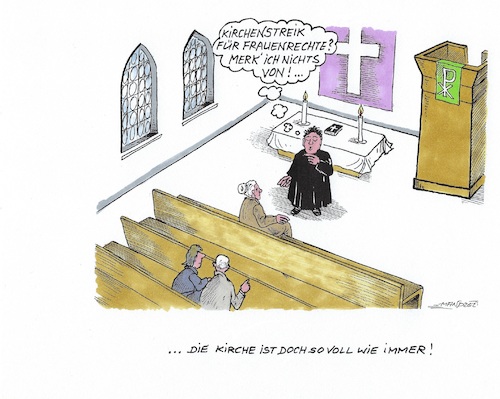 Cartoon: Kirchenstreik für Frauenrechte (medium) by mandzel tagged kirche,katholiken,rechte,gleichstellung,demonstrationen,kirche,katholiken,rechte,gleichstellung,demonstrationen