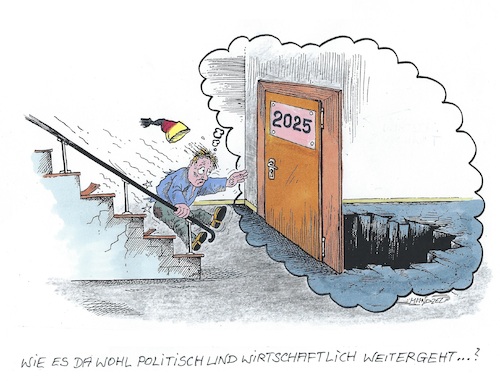 Cartoon: Mal sehen was jetzt noch kommt (medium) by mandzel tagged deutschland,jahreswechsel,zukunftsangstpolitik,wirtschaft,deutschland,jahreswechsel,zukunftsangstpolitik,wirtschaft