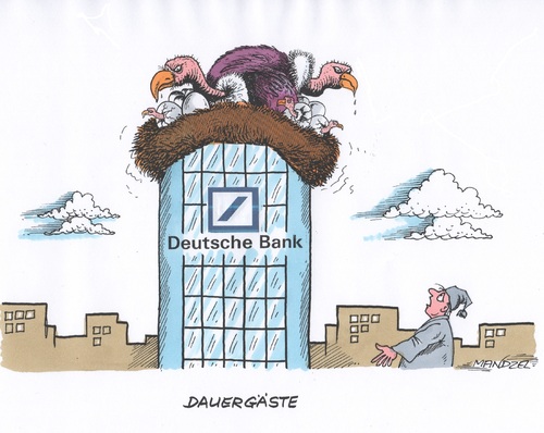 Cartoon: Nistplatz (medium) by mandzel tagged deutsche,bank,pech,pleiten,geier,minusgeschäfte,fehlkalkulationen,deutsche,bank,pech,pleiten,geier,minusgeschäfte,fehlkalkulationen