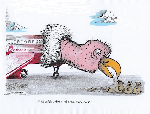 Cartoon: Pleiteflieger (medium) by mandzel tagged airberlin,insolvenz,hilfsgelder,touristenrückkehr,flugverkehr,konkurrenzkampf,airberlin,insolvenz,hilfsgelder,touristenrückkehr,flugverkehr,konkurrenzkampf