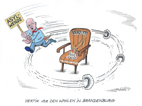 Cartoon: Scholz routiert (medium) by mandzel tagged deutschland,landtagswahlen,kanzler,migration,asyl,brandenburg,deutschland,landtagswahlen,kanzler,migration,asyl,brandenburg