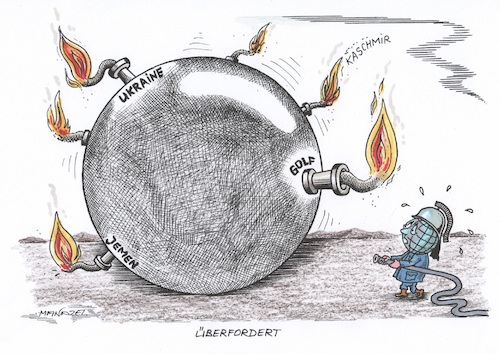 Cartoon: Überall Konflikte und Krisen (medium) by mandzel tagged kriege,konflikte,ausbreitungsgefahr,un,feuerwehr,jemen,ukraine,afghanistan,kaschmir,syrien,usa,kriege,konflikte,ausbreitungsgefahr,un,feuerwehr,jemen,ukraine,afghanistan,kaschmir,syrien,usa