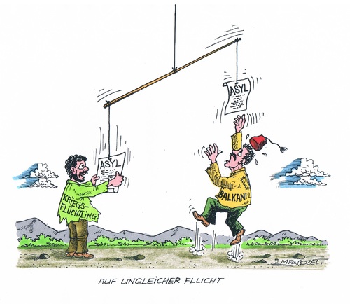 Cartoon: Unterschiede bei Flüchtlingen (medium) by mandzel tagged kriegsflüchtlinge,balkanflüchtlinge,asyl,ablehnungen,deutschland,syrien,westbalkann,kriegsflüchtlinge,balkanflüchtlinge,asyl,ablehnungen,deutschland,syrien,westbalkann