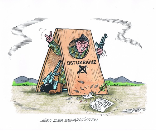 Cartoon: Wahlen in der Ostukraine (medium) by mandzel tagged ostukraine,separatisten,wahlen,friedensprozess,ostukraine,separatisten,wahlen,friedensprozess