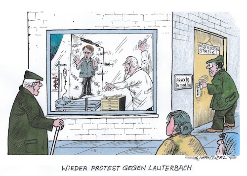 Cartoon: Zielscheibe Lauterbach (medium) by mandzel tagged deutschland,ärzteversorgung,streik,lauterbach,honorarerhöhungen,politik,deutschland,ärzteversorgung,streik,lauterbach,honorarerhöhungen,politik