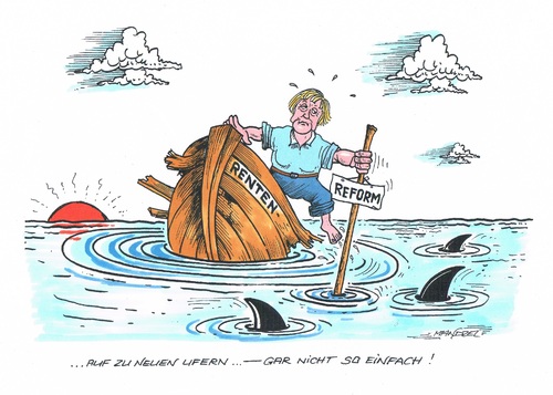 Cartoon: Zu neuen Ufern (medium) by mandzel tagged rente,renteneintrittsalter,rentenniveau,rentenreform,altersarmut,bevölkerungsentwicklung,rentenbeiträge,rente,renteneintrittsalter,rentenniveau,rentenreform,altersarmut,bevölkerungsentwicklung,rentenbeiträge