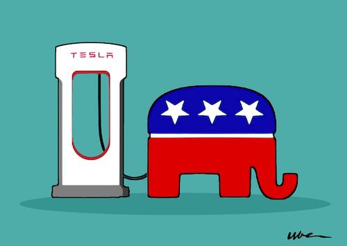 Cartoon: RICARICA (medium) by uber tagged musk,trump,tesla,repubblicani,usa,musk,trump,tesla,repubblicani,usa