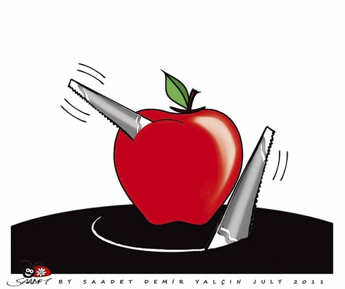 Cartoon: Chaos (medium) by saadet demir yalcin tagged saadet,sdy,chaos,apple,crisis