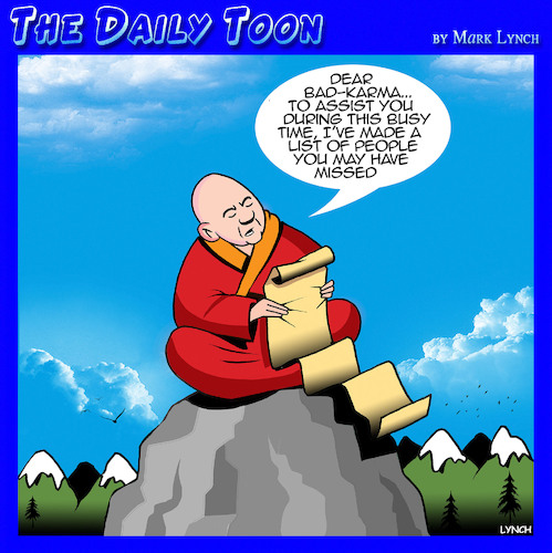 Cartoon: Bad Karma (medium) by toons tagged karma,just,deserts,revenge,avenger,karma,just,deserts,revenge,avenger